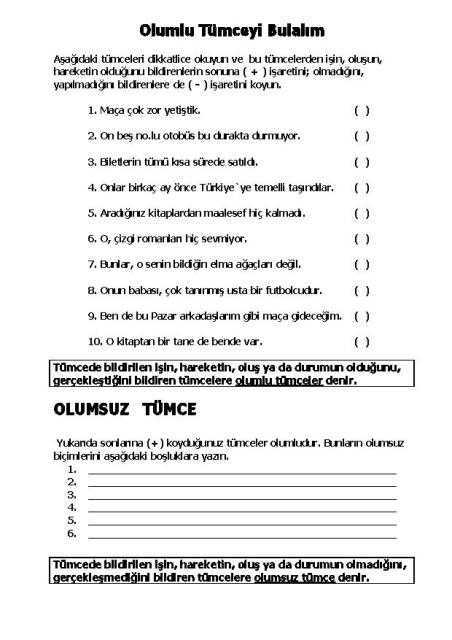 (OLUMLU TUMCEYI BULALIM) çalışma kağıdı