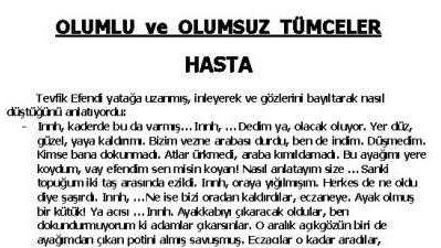 (OLUMLU ve OLUMSUZ TUMCELER) çalışma kağıdı