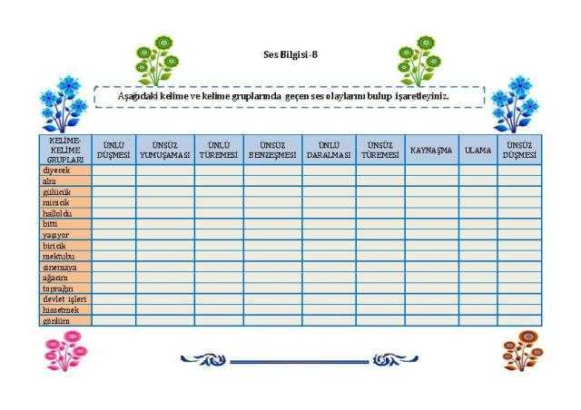 ses bilgisi-6 çalışma kağıdı