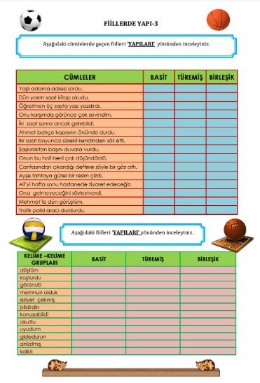 fiillerde yapı-3 çalışma kağıdı