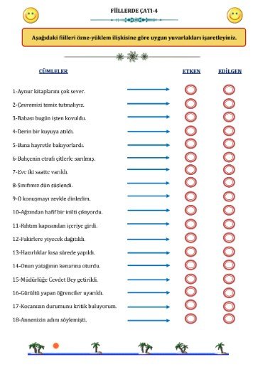 fiil çatısı-5 çalışma kağıdı