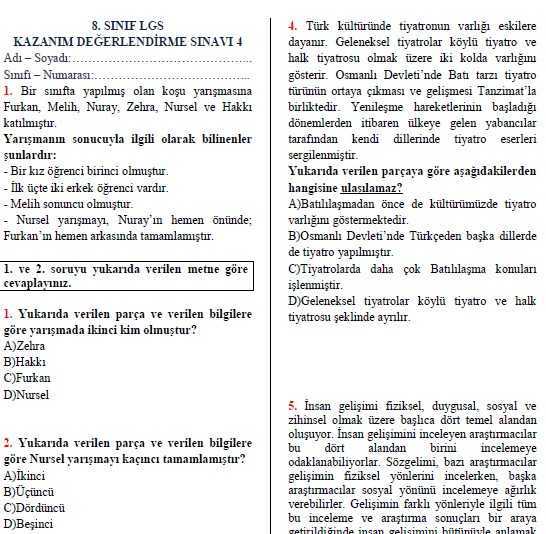 Türkçe Testi İndir