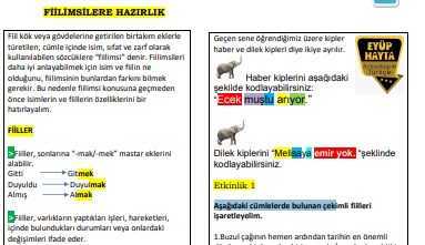 Fiilimsilere Hazırlık Etkinlikleri