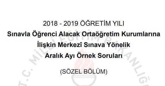 Aralık Ayı LGS Örnek Sorular Yayımlandı!