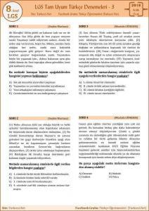 LGS Tam Uyum Deneme Sınavı - 3 (Turkceci