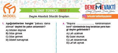 6. sınıf Deyimler ve Atasözleri Testi