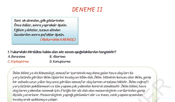 LGS Deneme Türkçe Sınavı (Öner-2)