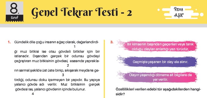 8. Sınıf Genel Tekrar Testi – 2 (Reha AŞIK)
